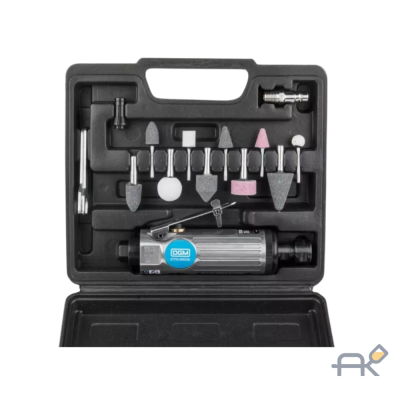 Пневмошлифмашина прямая DGM DTG-2502 с набором шарошек (25000 об/мин 115 л/мин Цанги:3 мм/6 мм 10 шлифкамней Чемодан) (DTG-2502)